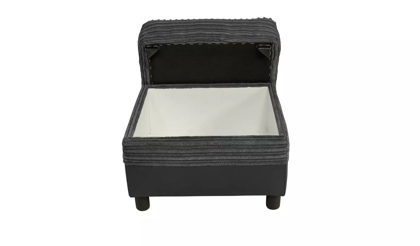 Assembled Harry Fabric Storage Footstool - Charcoal